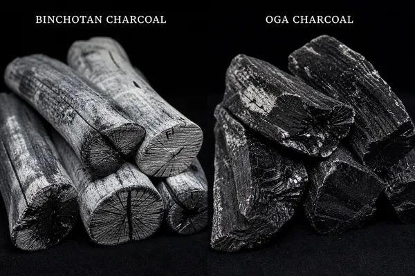 備長炭とオガ炭の比較